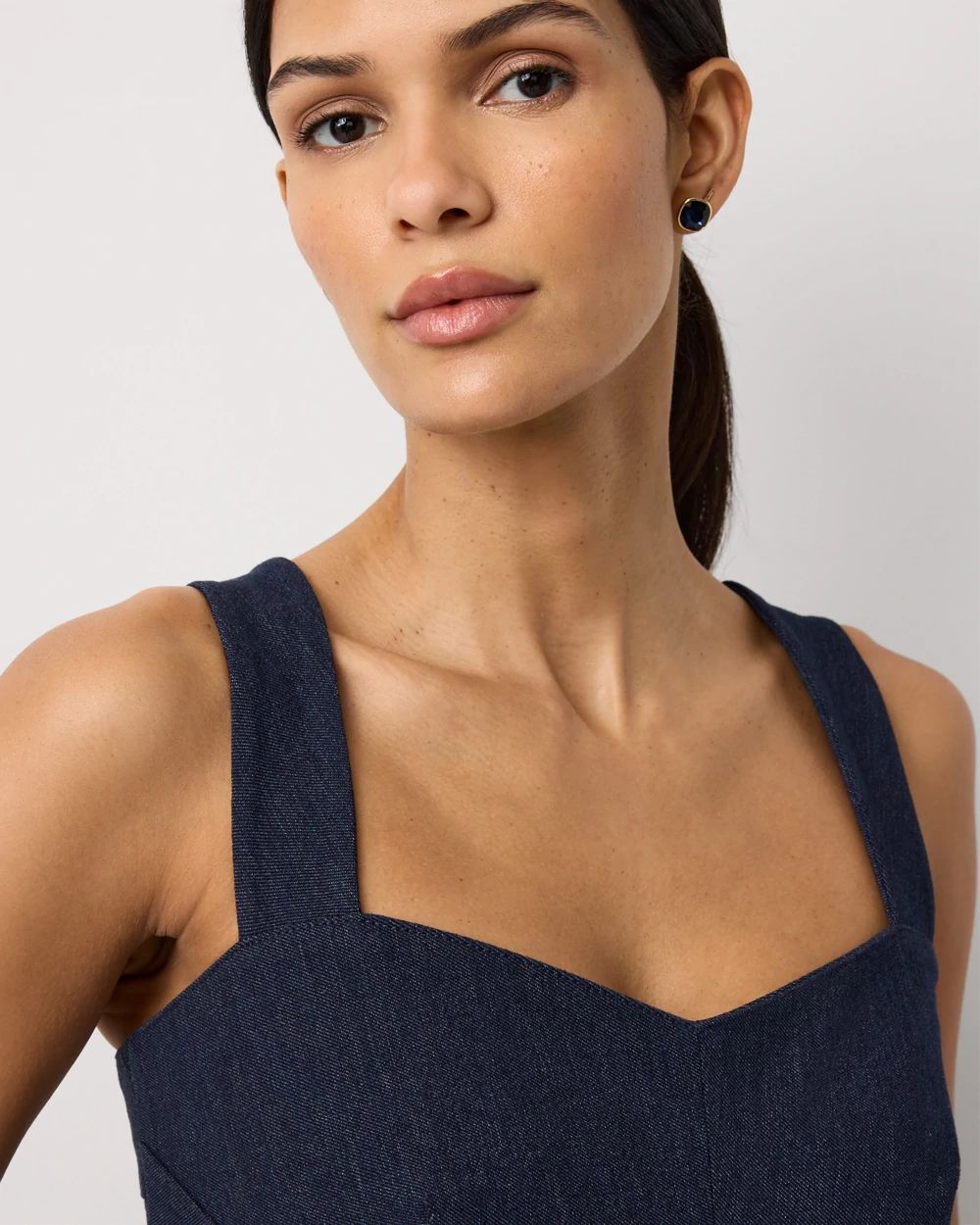 Denim-Look Wrap Detail Bustier | White House Black Market